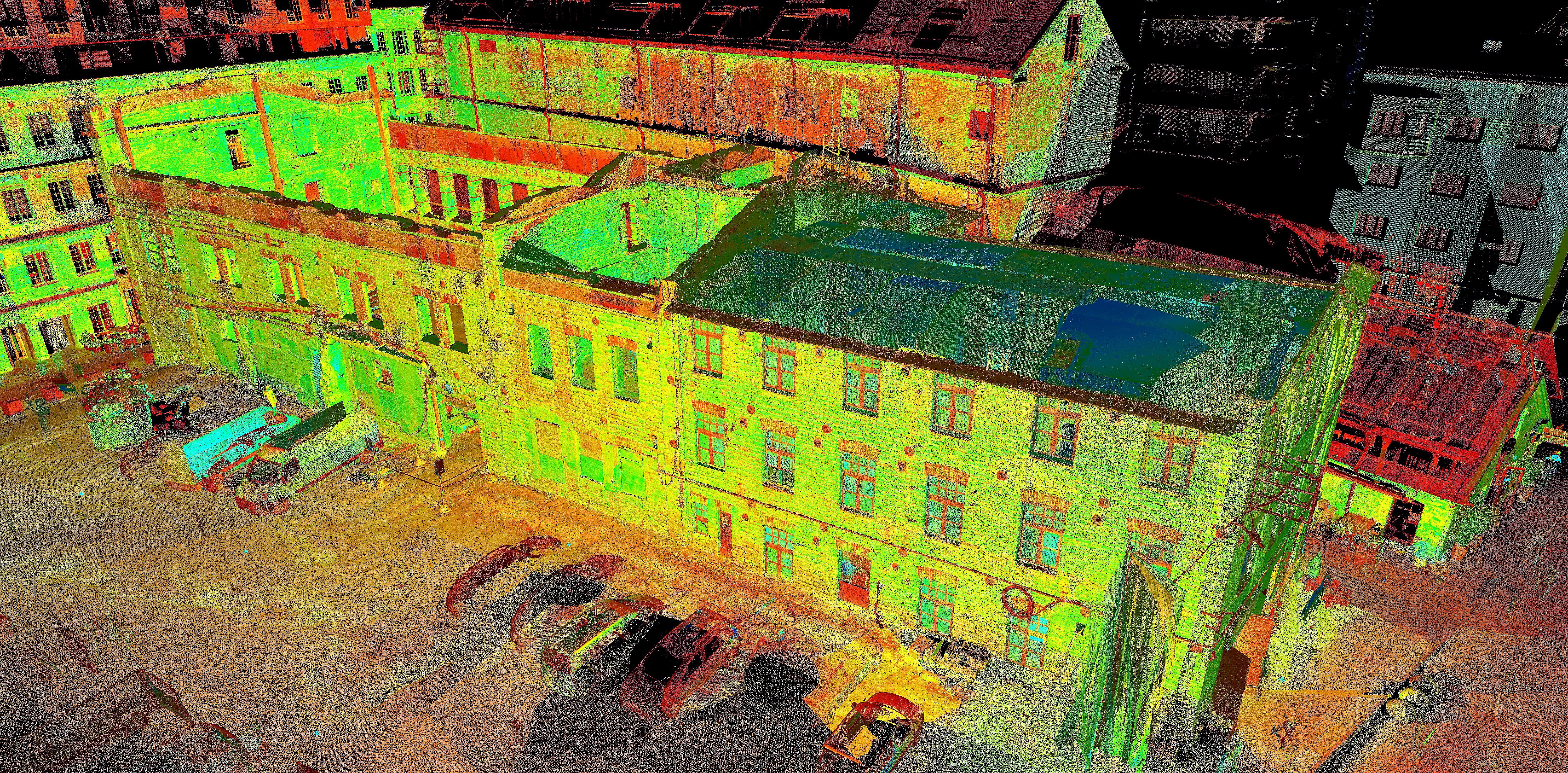 Laser scanning of the old industrial buildings in Rotermanni 6 Tallinn, Estonia